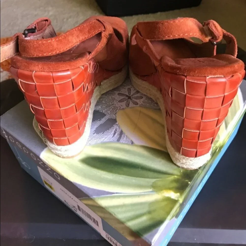 Apepazza Carmela Orange Leather Platforms Size 10